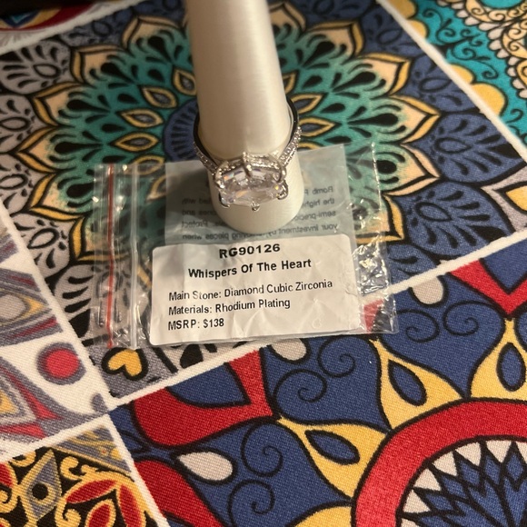 Bomb Party Ring RG90126 Whispers Of The Heart Diamond CZ on Rhodium Size 9 - Picture 3 of 6
